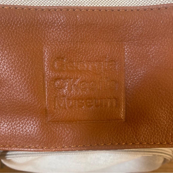 Leather And Canvas Backpack Georgia O’Keffe Museum Logo By Bellino - Picture 2 of 12